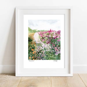 Fields of Color Giclée Art Print: Watercolor Flower Landscape
