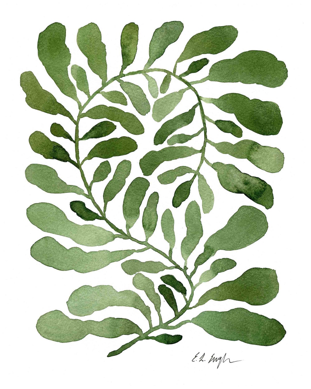 Original Abstract Botanical Art Modern Fern Painting Matisse Etsy