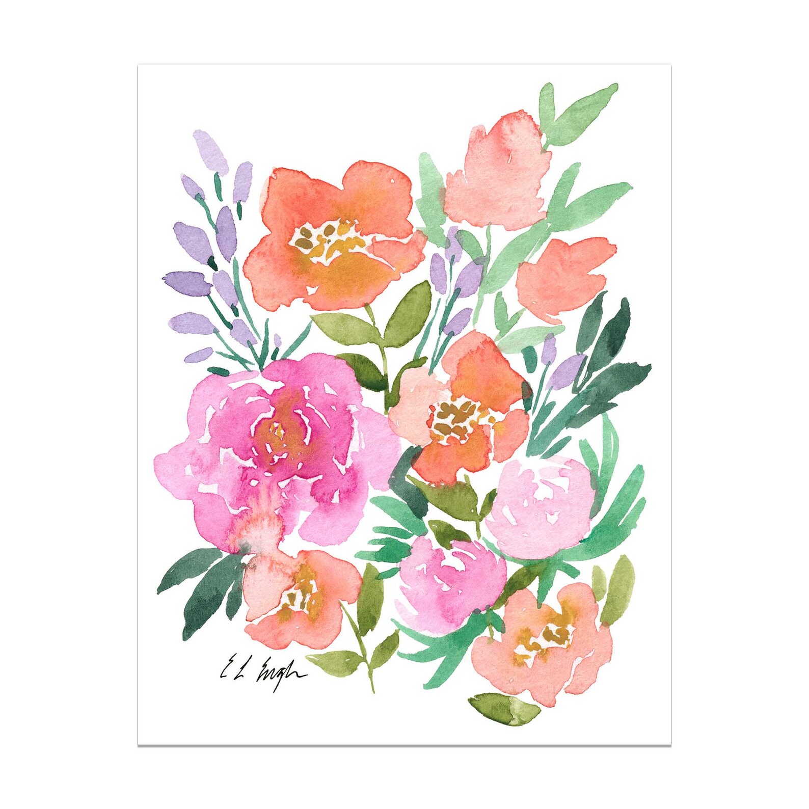 Printable Watercolor Flowers Art Digital Watercolor Painting Etsy