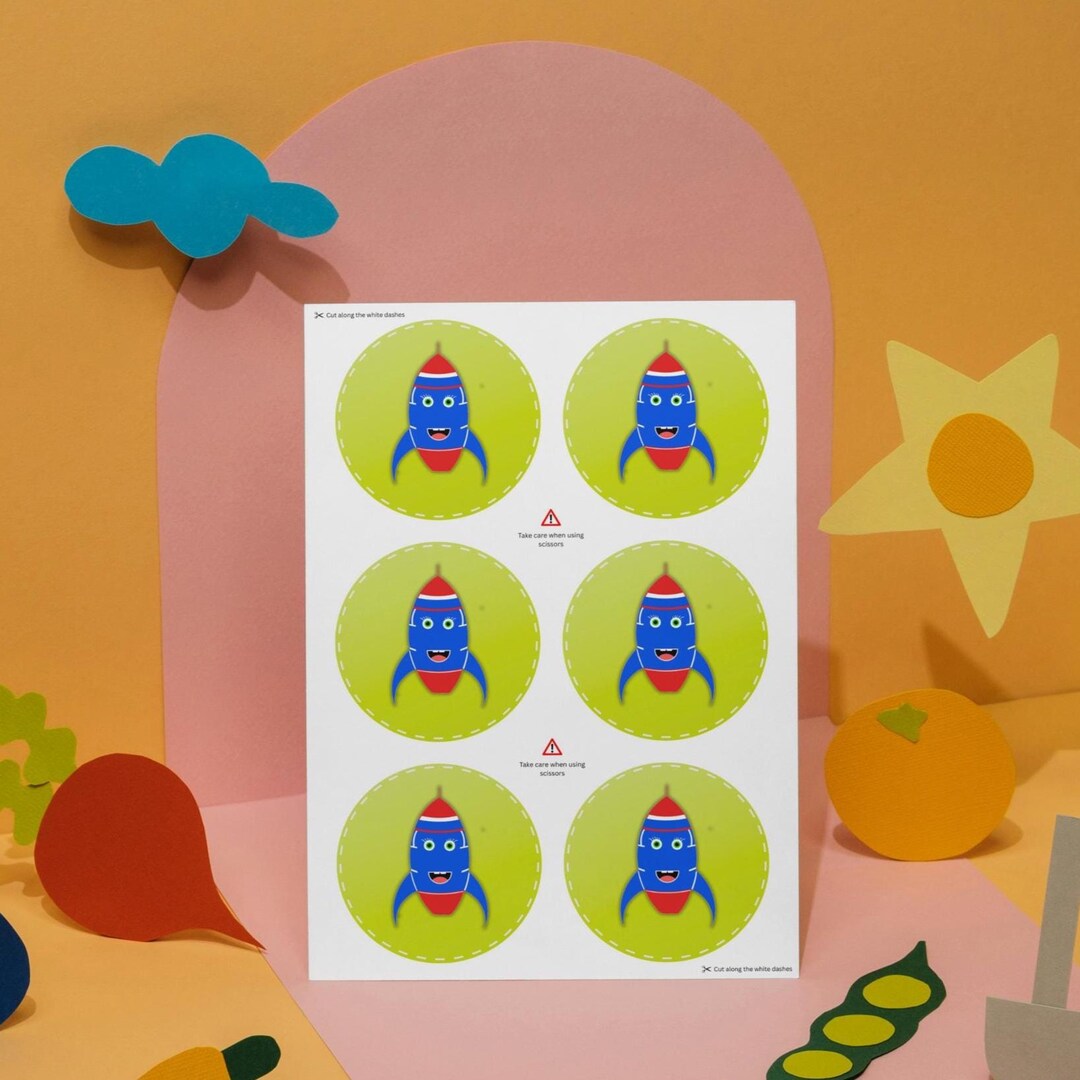 Rocket Stickers – 6 Colorful Kids Craft Stickers (digital Download A4 ...