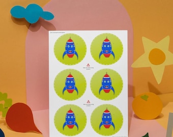 Rocket Stickers – 6 Colorful Kids Craft Stickers (Digital Download A4 Sheet)