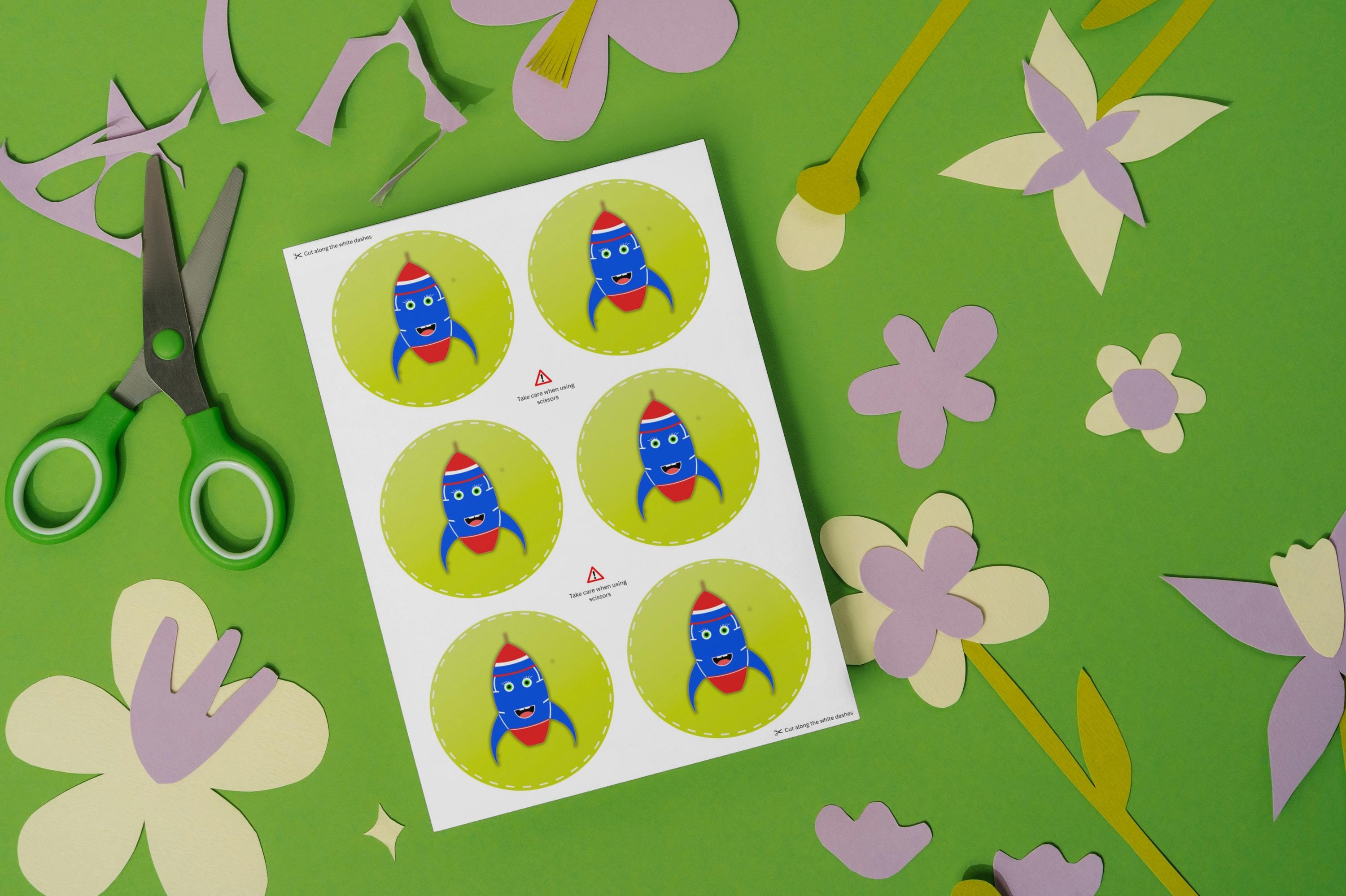 Rocket Stickers – 6 Colorful Kids Craft Stickers (digital Download A4 ...