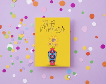 Hearts & Flowers Mother's Day Card - Yellow (Digital Download)