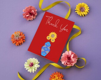 Hearts & Flowers Thank You Card (Digital Download)