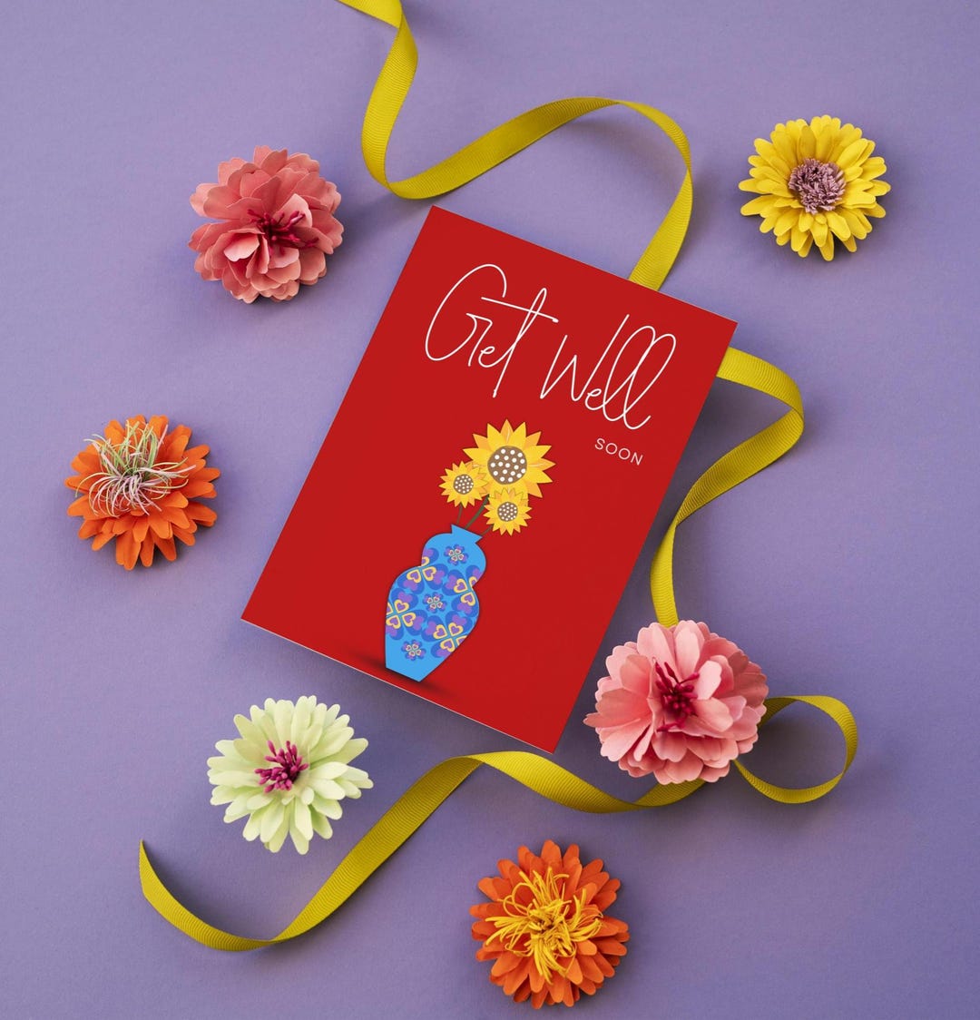 Hearts & Flowers Get Well Soon Card (digital Download) - Etsy Canada