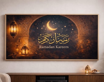 Ramadan Kareem TV Kunst | Islamischer Halbmond Digitaler Download (4K)