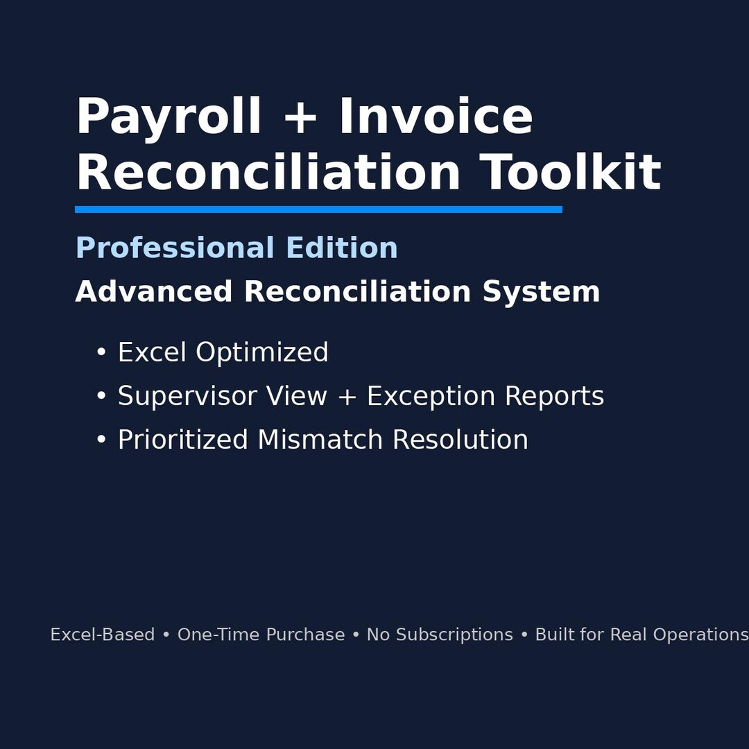 Advanced Payroll Invoice Reconciliation System Excel Supervisor ...