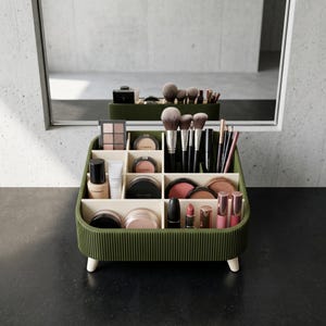 Make-up organizer met 9 vakken | Cosmetica opbergruimte voor de badkamer | 3D-geprint