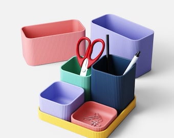 Set modulare per l'organizzazione della scrivania | Organizer personalizzabile | Vassoio con inserti | Colore selezionabile | Organizer per ufficio