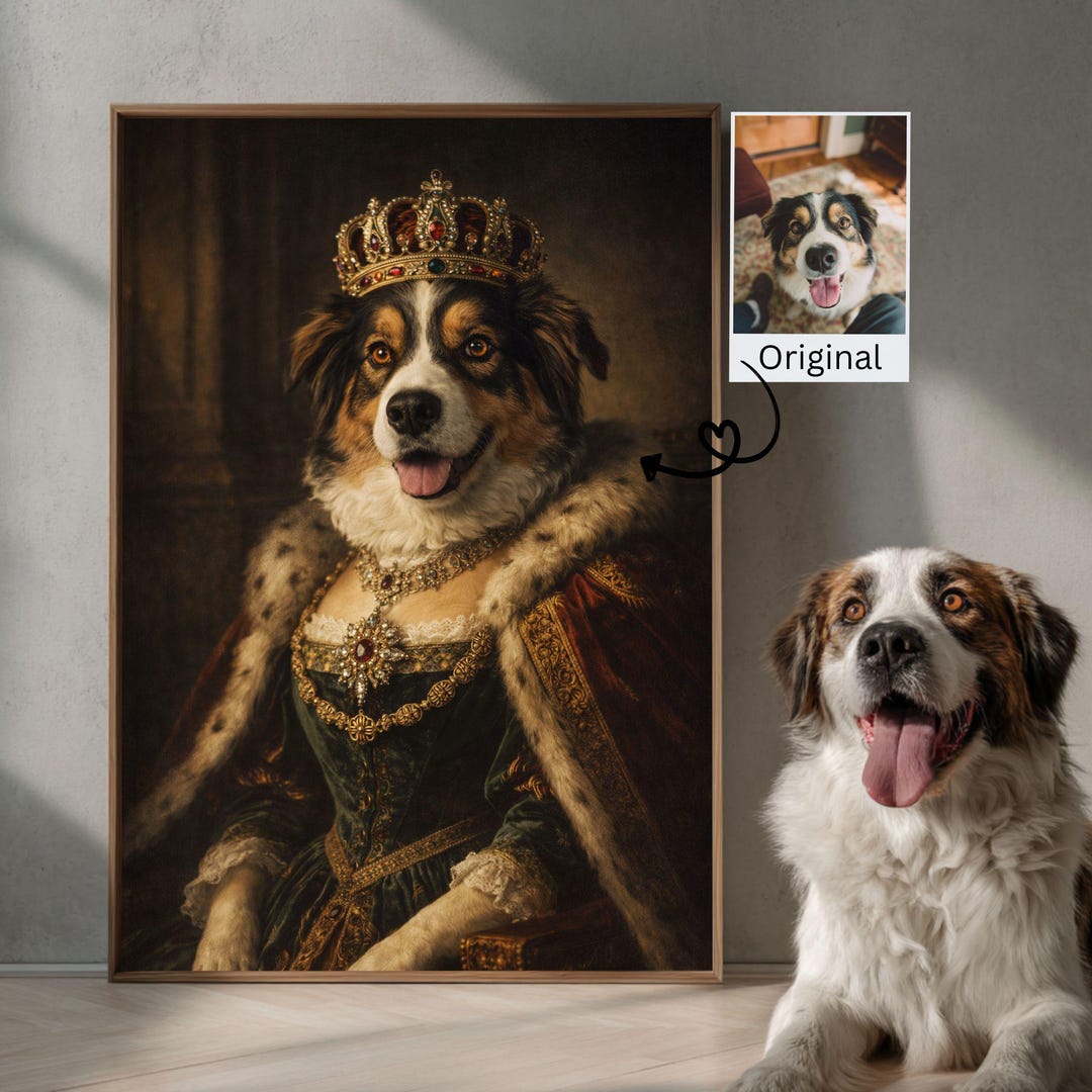 Renaissance Queen Pet Portrait From Photo Custom Royal Pet Portrait ...
