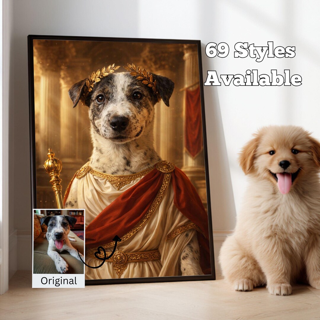 Custom Royal Renaissance Dog Portrait King Pet Portrait Royal Queen Dog ...