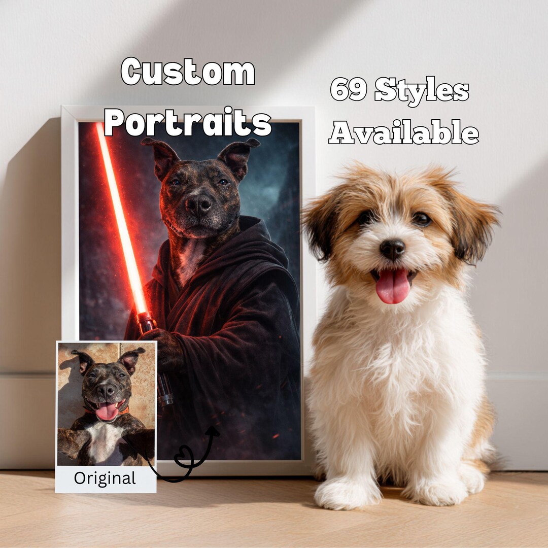 Royal Dog Portrait From Photo Custom Renaissance King & Queen Pet ...
