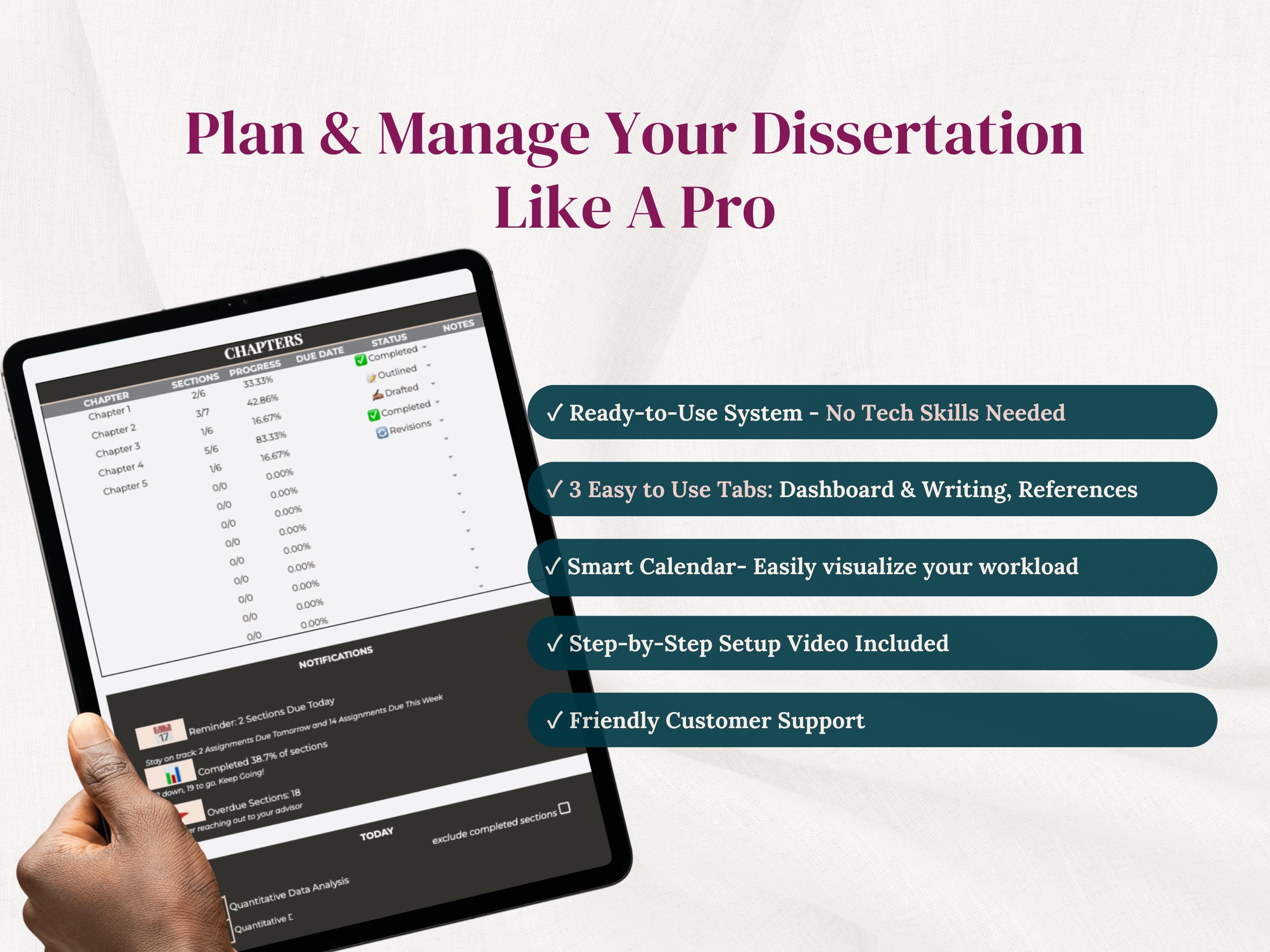 Phd Dissertation Tracker | Google Sheets & Excel Template | Writing ...