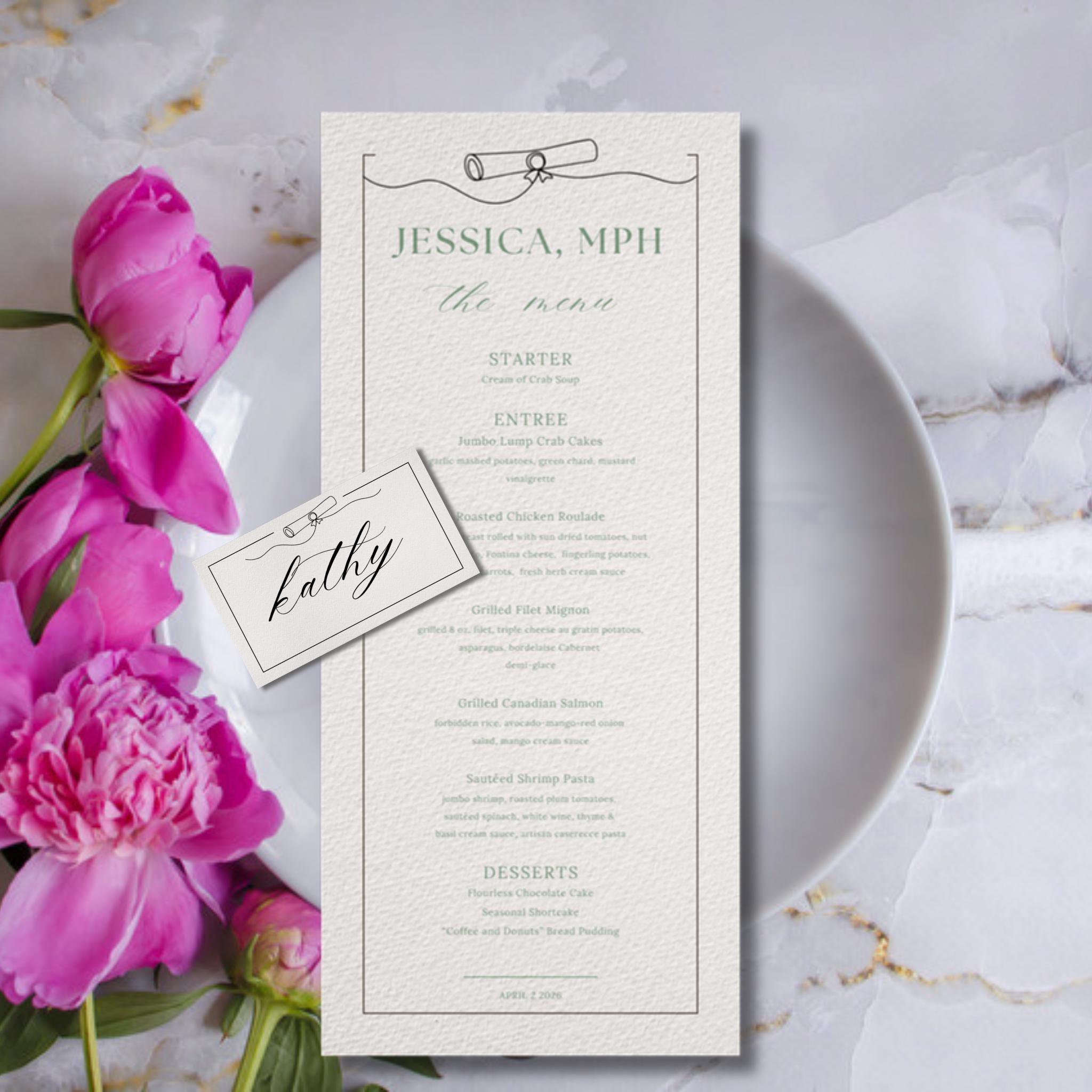 Menu Greeting Graduation Elegant Graduation Celebration Dinner Menu - Etsy