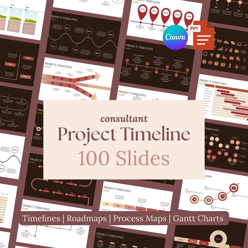 Consultant Presentation Slides | Timeline, Roadmap, Gantt Chart (canva ...