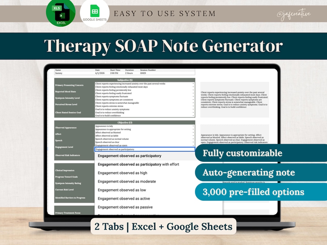Therapy SOAP Note Generator - Etsy