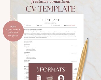 Canva Resume Template | 2-Page CV, Cover Letter & References (Digital Download)