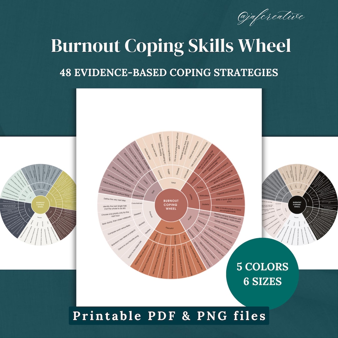 Coping Skills Wheel Printable PDF | Therapy Worksheet for Adults ...