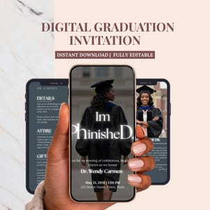 PhD Graduation Invitation | Elegant Digital Announcement (Editable Download)