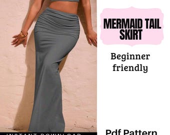 Schnittmuster für einen Meerjungfrauen-Maxirock (PDF) – Eleganter, hochtaillierter, langer Rock mit ausgestelltem Saum und raffinierter Passform