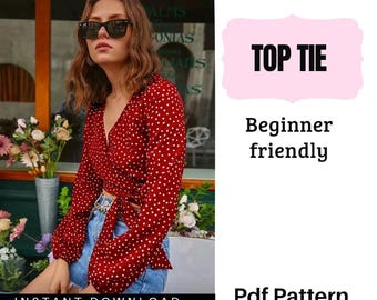 Schnittmuster für ein Top mit Bindebändern | Anfängerfreundliches PDF | Damen-Camisole | Sofort-Download