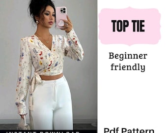Schnittmuster für ein Top mit Bindebändern | Anfängerfreundliches PDF | Damen-Camisole | Sofort-Download