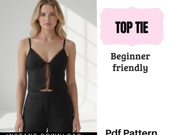 Tie Front Lace Top Sewing Pattern | Beginner Friendly PDF | Women Camisole Top | Instant Download