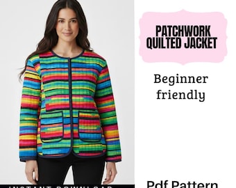 Patchwork-Steppjacke – Nähanleitung (PDF) | Anfängerfreundlicher Steppmantel mit Taschen | Sofort-Download