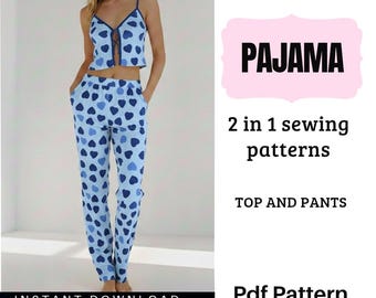 Pyjama-Schnittmuster (PDF) – 2-in-1-Set mit Oberteil und Hose | Digitaler Download