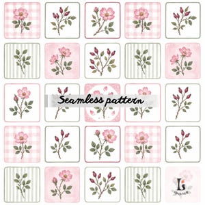 Patchwork Seamless Pattern, Cottagecore Floral Digital Paper for Fabric, Scrapbook & Crafts