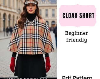 Elegantes Cape-Short-Schnittmuster (PDF) | Anfängerfreundlicher Wintercape | Sofort-Download