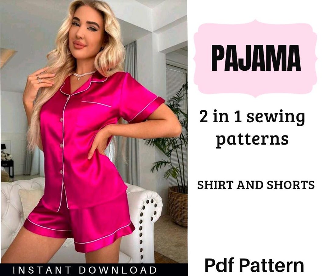 Women’s Pajama Sewing Pattern PDF – 2 In-1 Set With Shirt, Pants ...