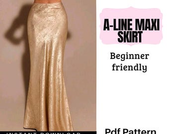 Schnittmuster für einen A-Linien-Maxirock (PDF) – Anfängerfreundlich, elegante Passform, zeitloses Design, einfach zu nähen, digitaler Download