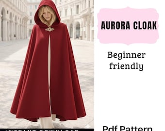 Elegantes Kapuzenumhang-Schnittmuster (PDF) | Anfängerfreundlicher Winterumhang | Sofort-Download
