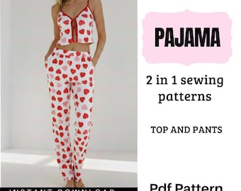 Pyjama-Schnittmuster (PDF) – 2-in-1-Set mit Oberteil und Shorts | Digitaler Download