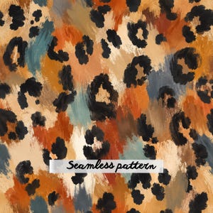 Abstrakt leopardtryck sömlöst mönster PNG, modernt målat djurtryckstyg, boho penseldrag safari-upprepning, trendigt digitalt papper