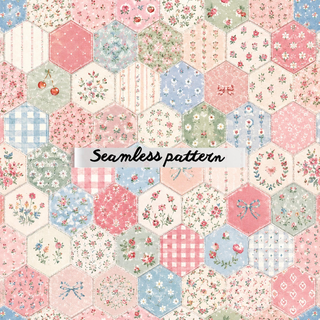 Patchwork Seamless Pattern, Cottagecore Floral Digital Paper for Fabric ...