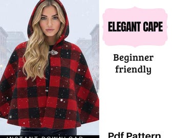 Elegantes Kapuzenumhang-Schnittmuster (PDF) | Anfängerfreundlicher Winterumhang | Sofort-Download