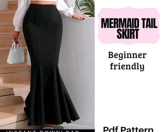 Schnittmuster für einen Meerjungfrauen-Maxirock (PDF) – Eleganter, hochtaillierter, langer Rock mit ausgestelltem Saum und raffinierter Passform