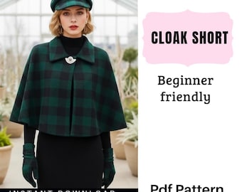Elegantes Cape-Short-Schnittmuster (PDF) | Anfängerfreundlicher Wintercape | Sofort-Download