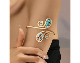 Brazalete Brazalete de Brazo Estrella de Mar Dorada, Banda Boho Vida Marina Brazo Superior, Joyería de Playa