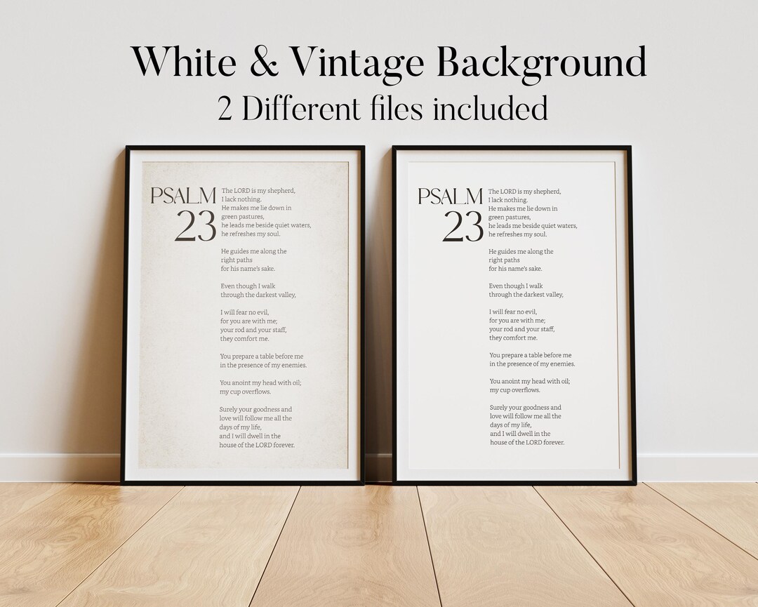 Psalm 23 Printable Christian Wall Art Set of 2, Vintage Christian ...