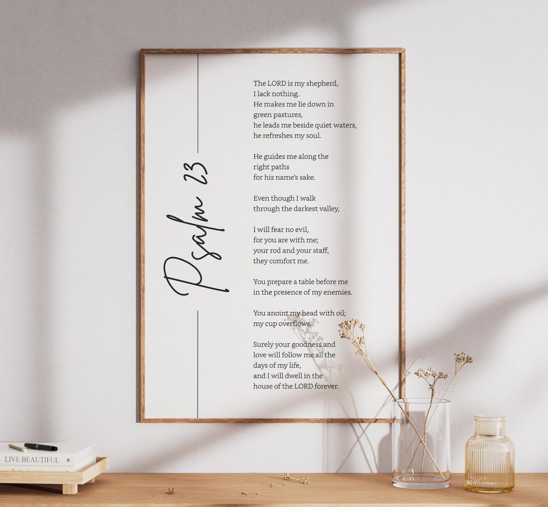 Psalm 23 Wall Art, the Lord is My Shepherd Print, Vintage Christian ...
