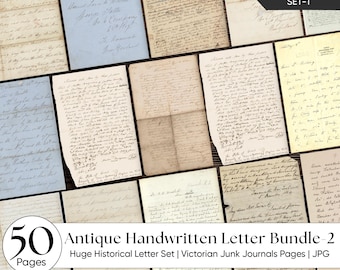 Antike handgeschriebene Briefe Junk Journal Ephemera | 19tes Jahrhundert Vintage Handschrift | Im Alter von Kalligraphie für Scrapbooks | Druckbare Bundle-2