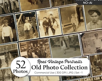 Vintage Photo Collage Collection | Antique Black & White Kids Portraits | Historical Old Photographs | Junk Journal Scrapbook Ephemera