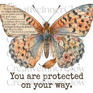 Vintage Mixed Media Butterfly Clipart PNG | Christian Butterflies | Bible Verse Stickers | Faith Inspired Ephemera | Junk Journal Art Set image 10