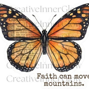 Vintage Mixed Media Butterfly Clipart PNG | Christian Butterflies | Bible Verse Stickers | Faith Inspired Ephemera | Junk Journal Art Set image 11