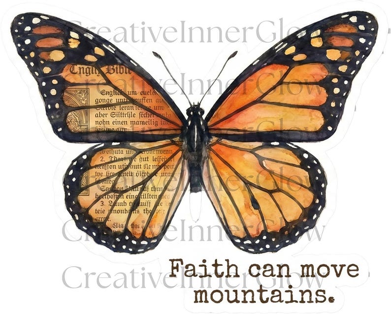 Vintage Mixed Media Butterfly Clipart PNG | Christian Butterflies | Bible Verse Stickers | Faith Inspired Ephemera | Junk Journal Art Set image 11