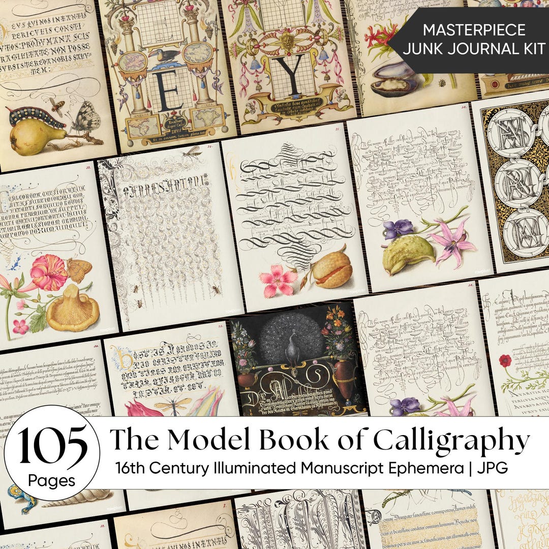 Calligraphy Junk Journal Kit | 16th Century Illuminated Manuscript ...