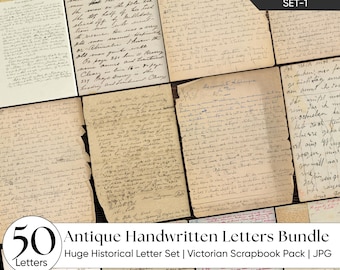 Antike handgeschriebene Briefe Junk Journal Ephemera | 19tes Jahrhundert Vintage Handschrift | Im Alter von Kalligraphie für Scrapbooks | Druckbares Bundle